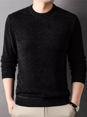Men's Plus Size Round Neck Long Sleeve Knit Top