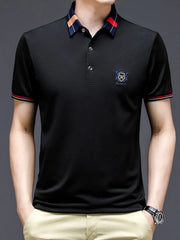 Men's Plus Size Short Sleeve Contrast Collar Polo Shirt