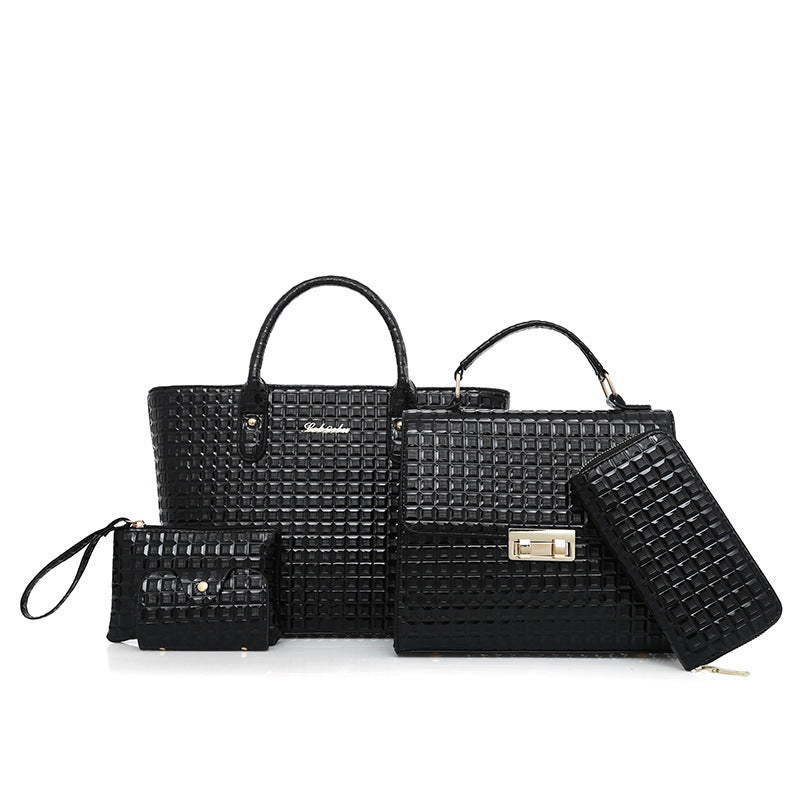 European And American Fashion Plaid Mother Bag Five-piece Set
