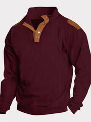 Men's Full Size Quarter Snap Long Sleeve Top Plus Size