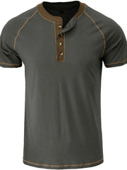 Men's Contrast Trim Henley Polo Shirt