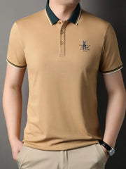 Men's Plus Size Collared Neck Short Sleeve Polo