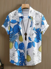 Men's Printed Button Up Short Sleeve Shirt