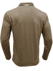 Men's Full Size Plaid Collar Neck Long Sleeve Polo Shirt Plus Size