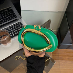 Small Bag Vintage Hardware Metal Handle Chain Crossbody Bag