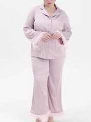 Silky Button Up Top and Pants Lounge Set