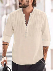 Men's Full Size Button Detail Long Sleeve Polo Plus Size