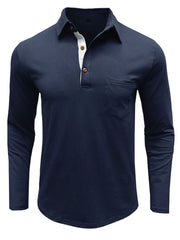 Men's Long Sleeve Polo Shirt with Chest Pocket