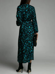 Floral Print Surplice Long Sleeve Midi Dress