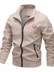Men's Plus Size Plaid Lightweight Zip-Up Jacket