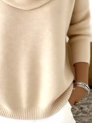 Full Size Cowl Neck Solid Color Sweater Plus Size