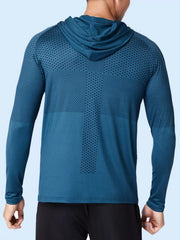 Men's Plus Size Breathable Long Sleeve Hooded Active Top