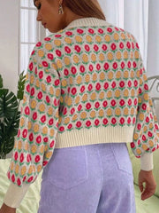 Floral Button Up Long Sleeve Cardigan