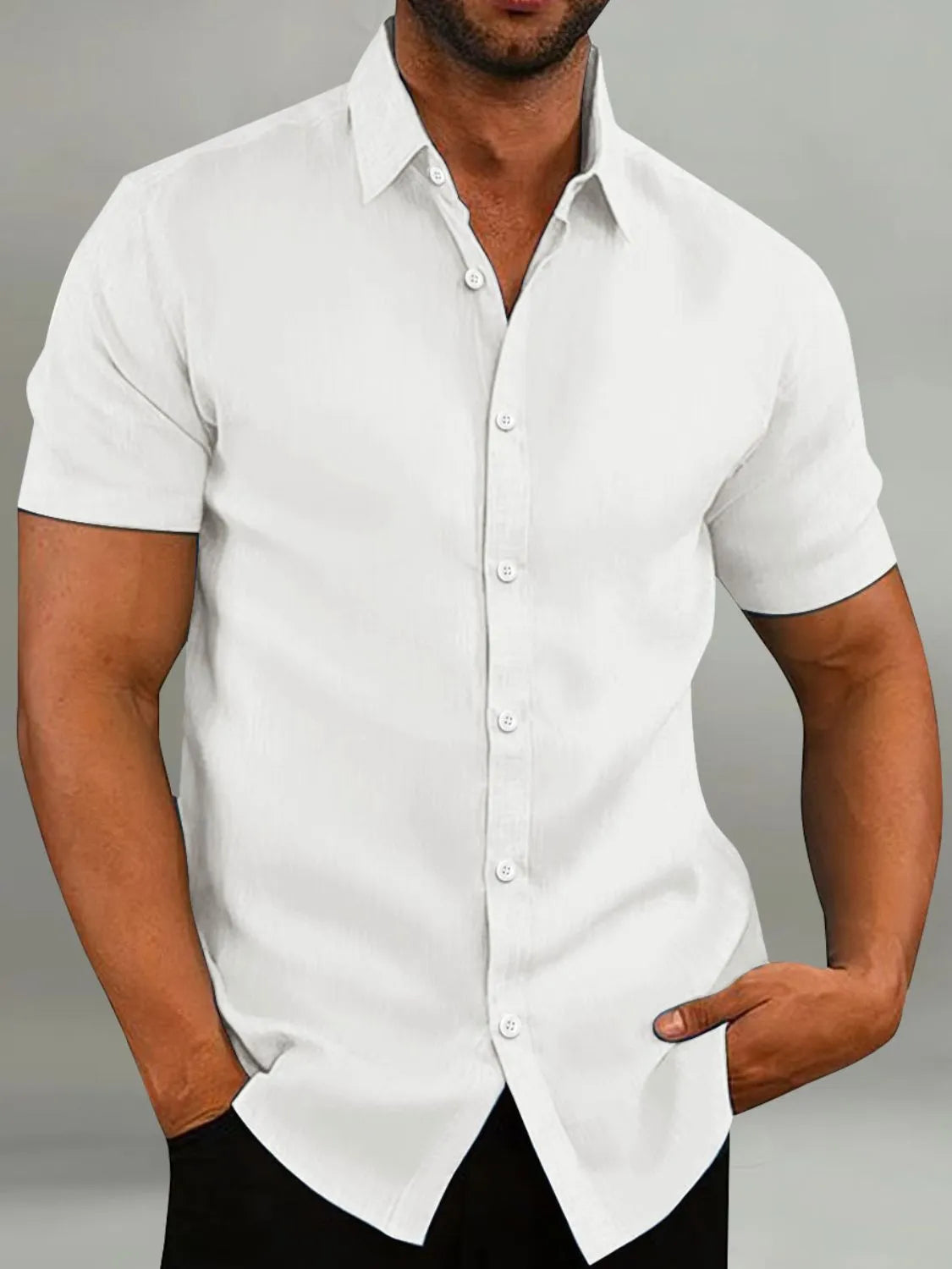 Men's Oversized Short Sleeve Button-Down Shirt