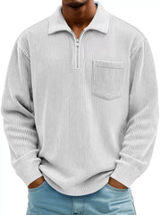 Men's Full Size Corduroy Half Zip Casual Top Plus Size