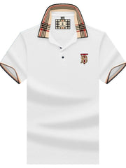 Men's Plus Size Plaid Collar Embroidered Polo