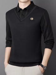 Men's Plus Size Layered Style Long Sleeve Polo