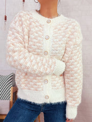 Fluffy Textured Button-Up Cardigan