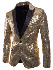 Men's Full Size Sequin One Button Blazer Plus Size