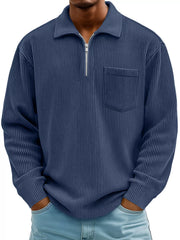 Men's Full Size Corduroy Half Zip Casual Top Plus Size