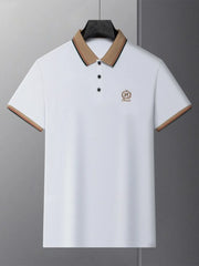 Men's Plus Size Contrast Collar Classic Polo Shirt