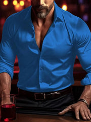 Relaxed Fit Collared Long Sleeve Shirt for Men