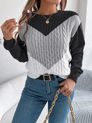 Women's Contrast Trim Crew Neck Sweater