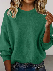 Full Size Round Neck Dropped Shoulder Sweater Plus Size