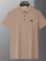 Men's Plus Size Triangle Badge Short Sleeve Polo