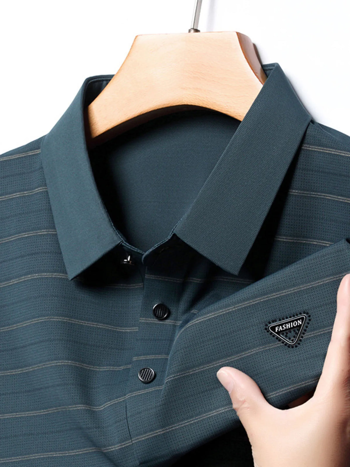 Men's Plus Size Classic Striped Golf Polo Shirt