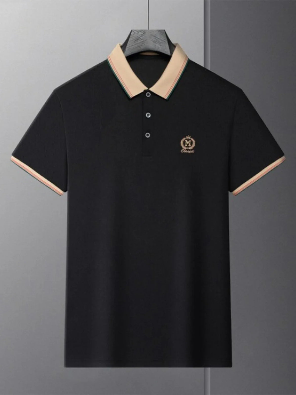 Men's Plus Size Contrast Collar Classic Polo Shirt