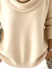 Full Size Cowl Neck Solid Color Sweater Plus Size
