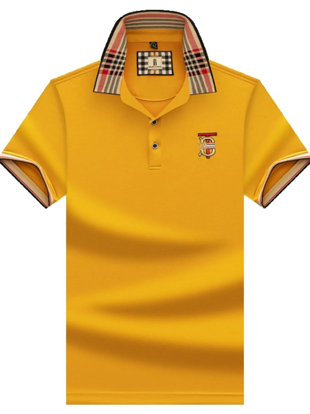 Men's Plus Size Plaid Collar Embroidered Polo
