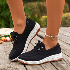 Casual Lace Up Round Toe Sneakers
