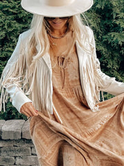 Fringe Open Front Cropped Jacket