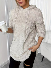 Cozy Textured Drawstring Fleece Hoodie