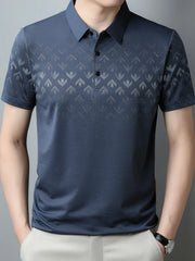 Men's Plus Size Gradient Pattern Business Casual Polo Shirt