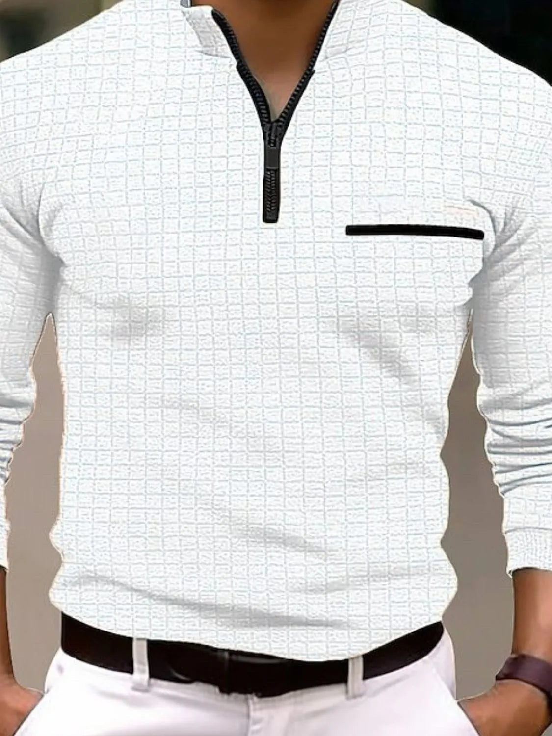 Men's Plus Size Quarter Zip Long Sleeve Polo Shirt â€?Full Size Casual Classic Fit