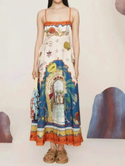 Printed Sleeveless Square Neckline Cami Dress