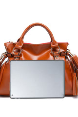 Chic PU Leather Handbag with Tassel Accents