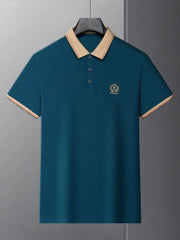 Men's Plus Size Contrast Collar Classic Polo Shirt