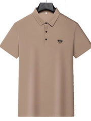Men's Plus Size Triangle Badge Short Sleeve Polo