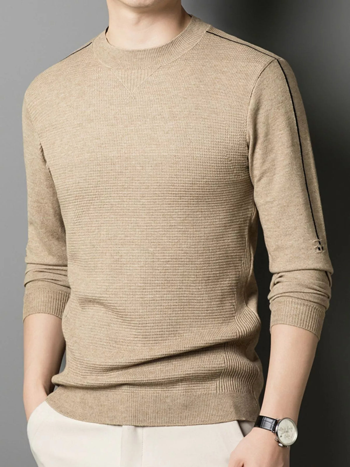Men's Plus Size Textured Slim Fit Knit Top