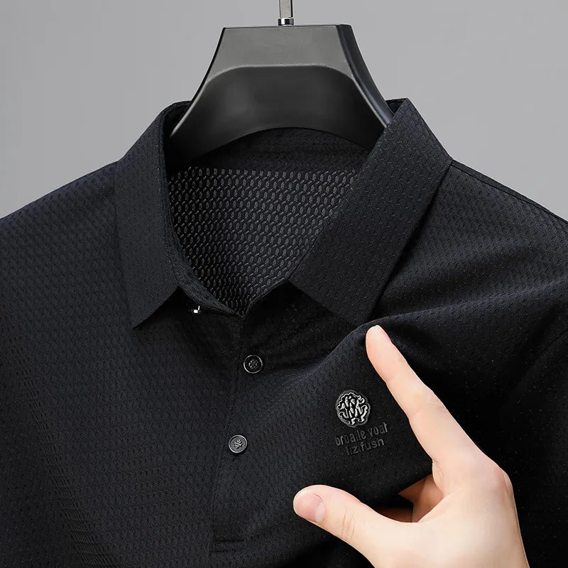Men's Plus Size Textured Short Sleeve Polo Shirt
