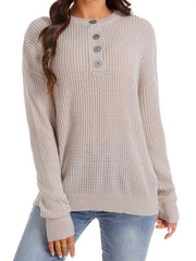 Button Detail Dropped Shoulder Sweater