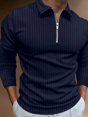 Men's Full Size Collared Neck Long Sleeve Polo Plus Size