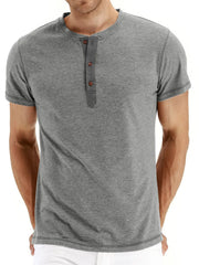 Men's Short Sleeve Henley Polo Shirt