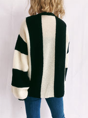 Color Block Round Neck Long Sleeve Sweater Stripes