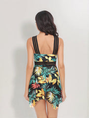 Cutout Printed Two-Piece Swim Set