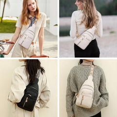 Vintage Style Women's Chest Bag,  Non-Waterproof Zippered Shoulder Messenger Bag For Commuting, Crossbody Bag-FREE USA SHIPPING